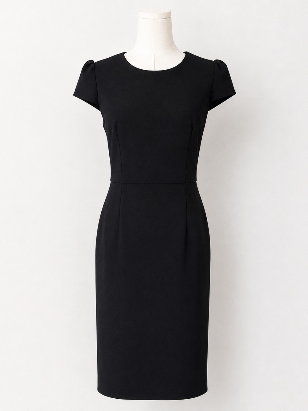 Betsey Johnson Black Sheath Dress Size 4 Puff Cap Sleeve Career Cocktail